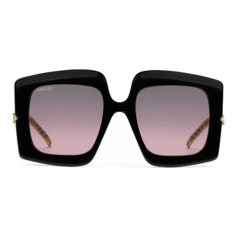 GUCCI Acetate Metal Mother Of Pearl Square Sunglasses Unisex Black-1