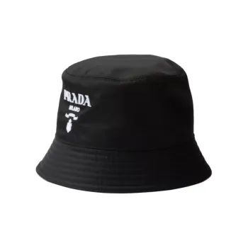 PRADA Logo embroidered Drill Bucket Hat