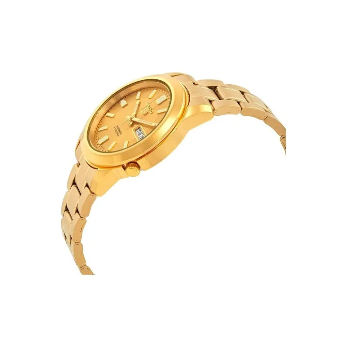 SEIKO Seiko5 Automatic Mechanical Movement Gold-Plated Strap Watch Men's Watches Gold Dial SNKK20J1-1