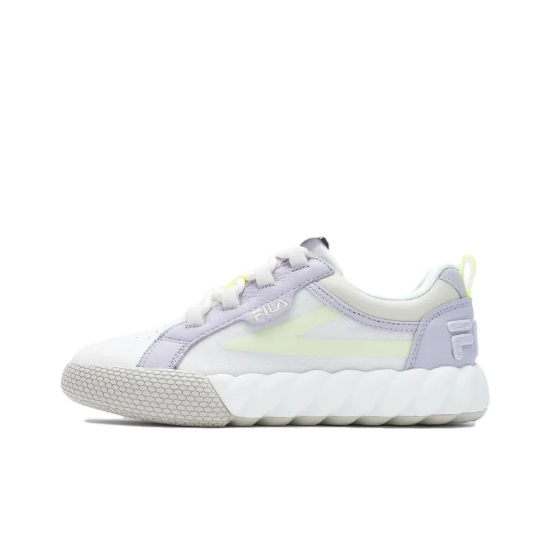 FILA CAMPO Cushioning Wear Resistant Low Top Skateboard Shoes Women's White Purple-0