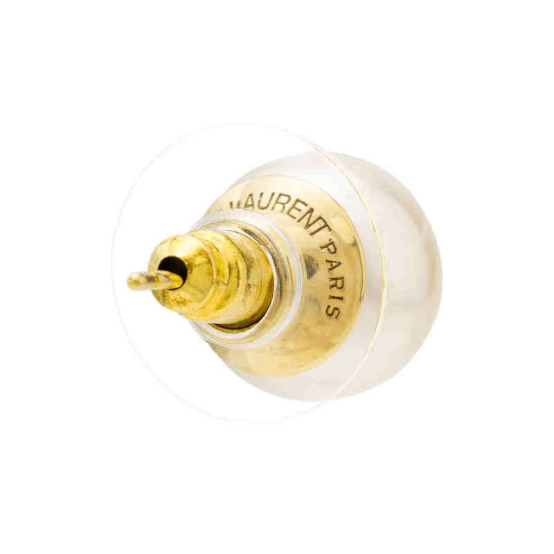 SAINT LAURENT Cassandre Detailed Round Earrings-4