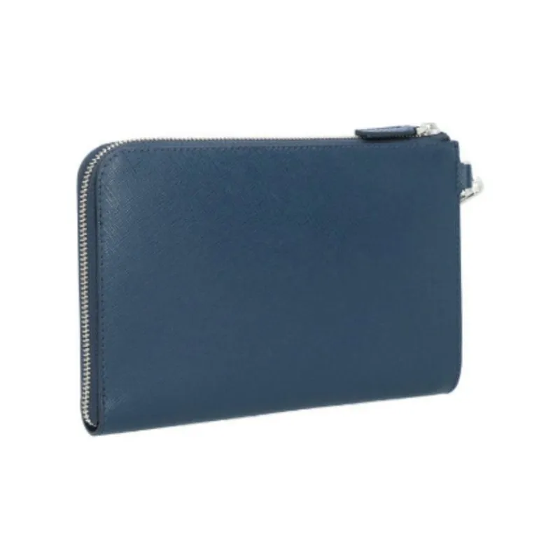 MONTBLANC Leather Clutch Small Size Men's Blue-2