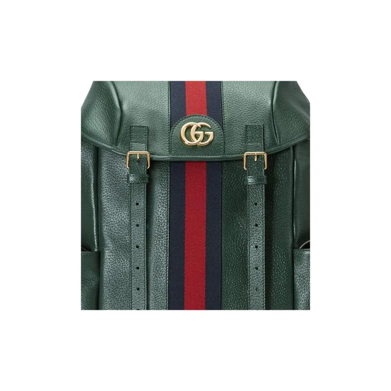 GUCCI Ophidia Leather Backpack Medium Size Men's Green-7