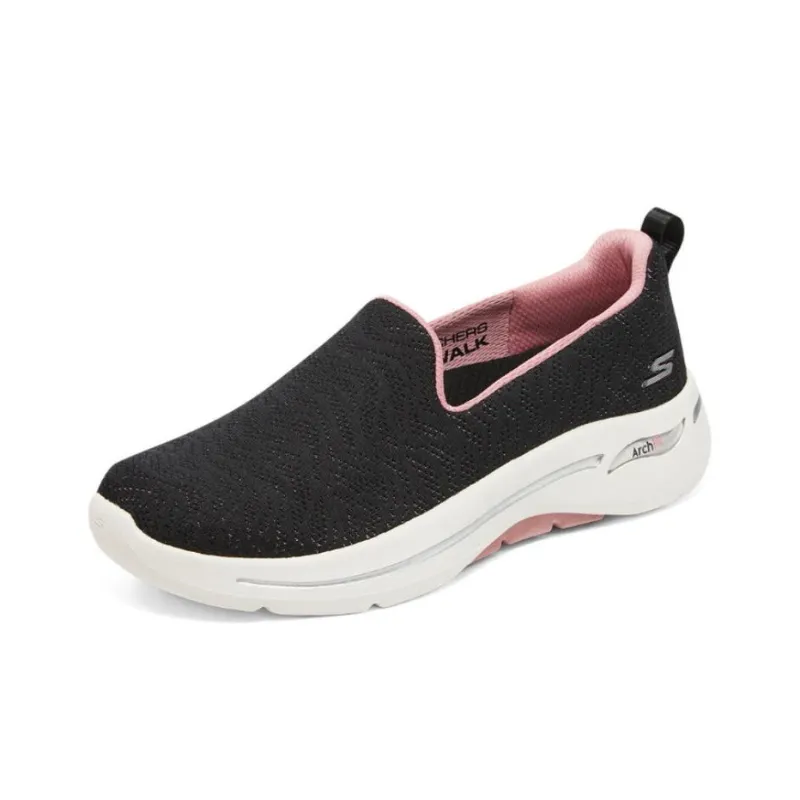 Skechers Cushioning, Wear Resistant Low Top Casual Shoes Women's Black Pink-0