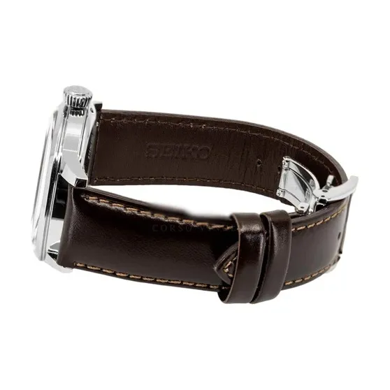 SEIKO Mechanical Movement Leather Watch Bands Watch Unisex White Dial SSA407J1+SSA783J1-4