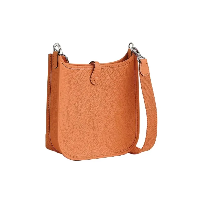 HERMES Evelyne Clemence Cow Leather Shoulder Bag, Crossbody Bag Mini Unisex Hermes Orange-4