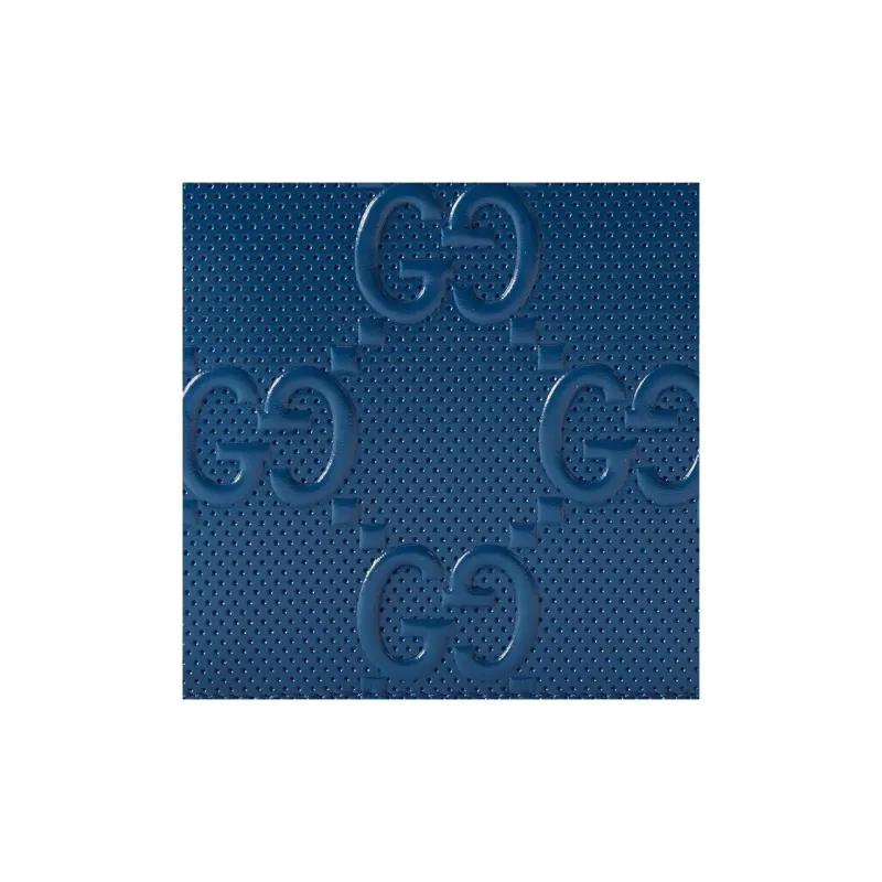GUCCI Leather Card Clip Wallets Men's Blue-5