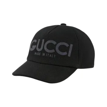GUCCI Cotton Canvas Baseball Caps Men's Black