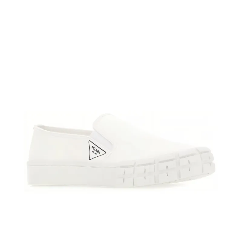 PRADA Cassetta Wheel Low Top Canvas Shoes Men's White-2