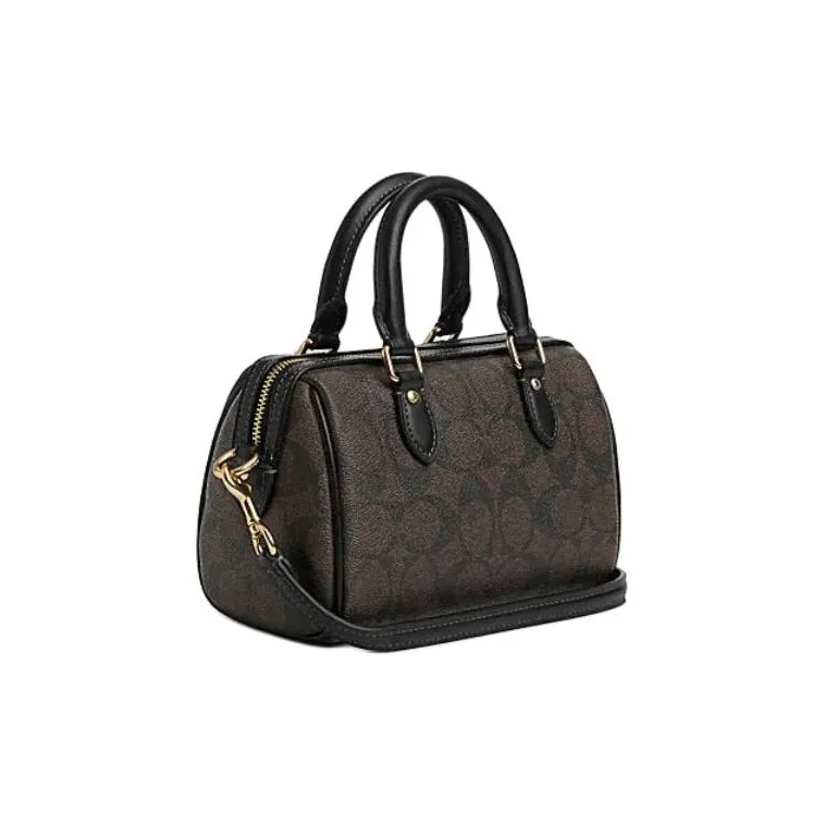 COACH Rowan PVC Handbag Shoulder Bag Crossbody Bag Mini Women's Brown Monogram & Black-1
