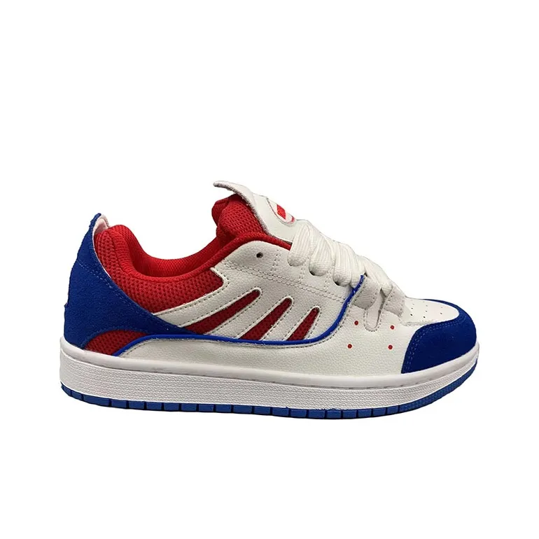 Dbeuatiful Puffy Shoes Anti Slip Wear Resistant Low Top Skateboard Shoes Unisex White Blue Red-1