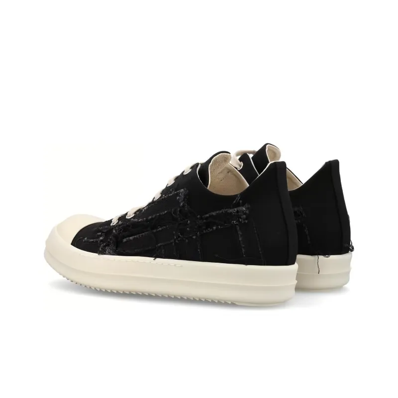 Rick Owens DRKSHDW Slashed Low Sneaks Black Milk-3