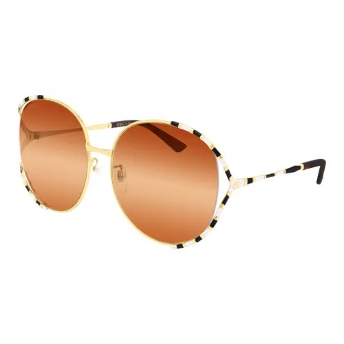 GUCCI Round Sunglasses Women's Gold