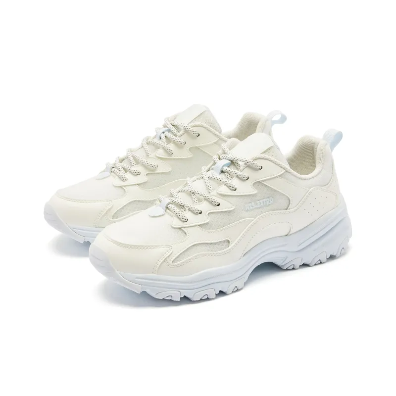 QIAODAN Breathable Lightweight Rebound Low Top Casual Shoes Women's Beige-2