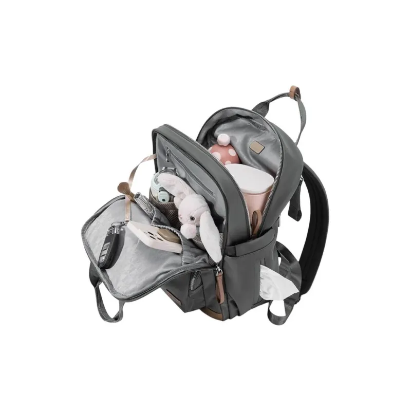 LEFF Nylon Fabric Baby And Mom Backpack Large Size Women's Stone Gray-4