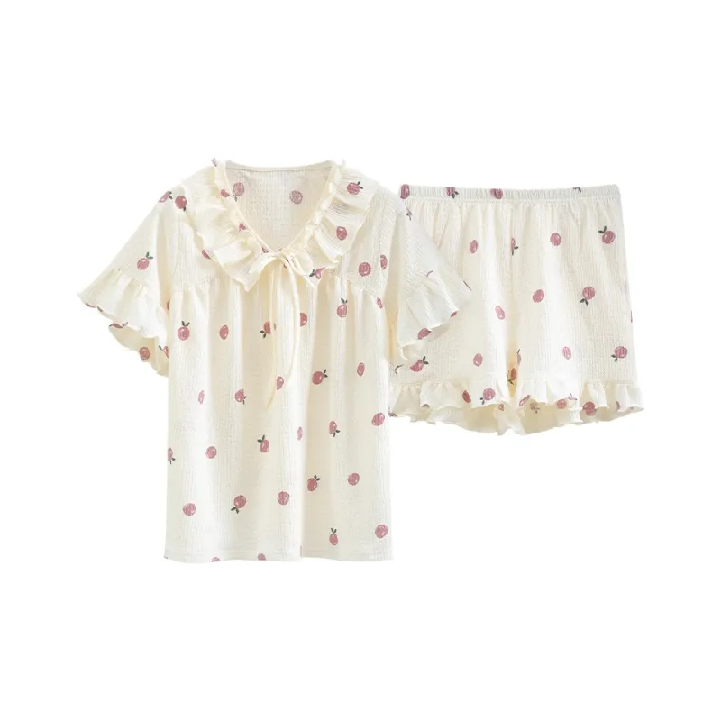 The Story Of The Flower Season Pajama Set Women's Apricot-0