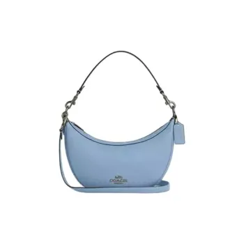 COACH Leather Handbag, Shoulder Bag Women's Bronze With Cornflower
