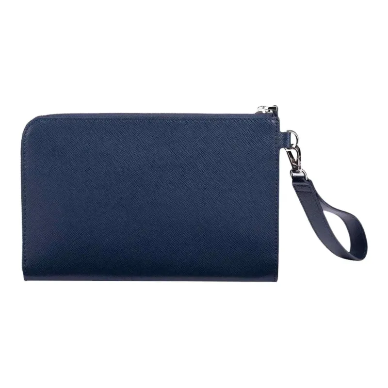 MONTBLANC Leather Clutch Small Size Men's Blue-4