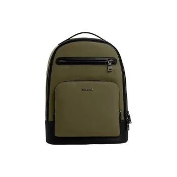 COACH Backpack Cow Leather Backpack Large Size Men's Olive Green & Earth Umber