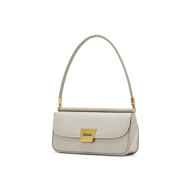 Staccato Cow Leather Handbag, Shoulder Bag Women's Oat Milk, Glacier Blue-1