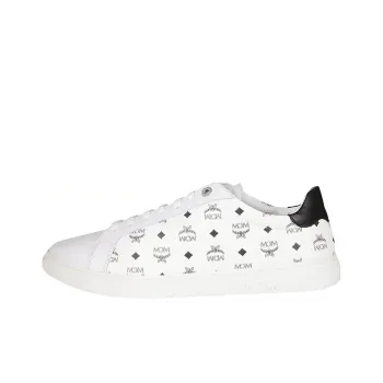 MCM Visetos Low Top Stylish Skateboarding Shoes Men's White Black