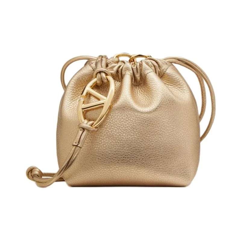 Valentino GARAVANIVlogo Calfskin Bucket Bag, Shoulder Bag, Crossbody Bag Mini Women's Gold-0