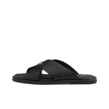 PRADA Brushed-finish Crisscross Slides