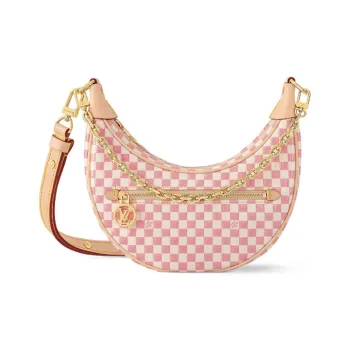 LOUIS VUITTON Loop Canvas With Leather Moon Bag Handbag Shoulder Bag Women's Pink & White