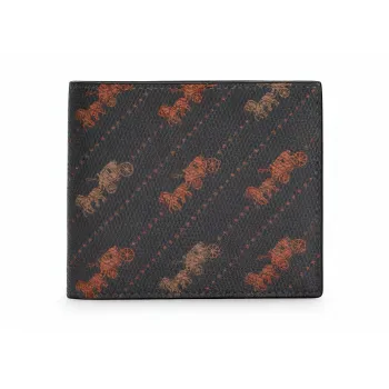 COACH Billfold Wallet Coated Canvas Card Holder Wallet Men's Brown