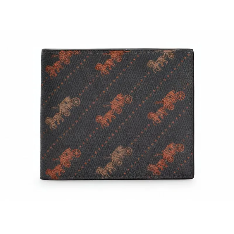 COACH Billfold Wallet Coated Canvas Card Holder Wallet Men's Brown-0