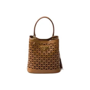 PRADA Panier Leather Shoulder Bag Crossbody Bag Handbag Mini Women's Caramel