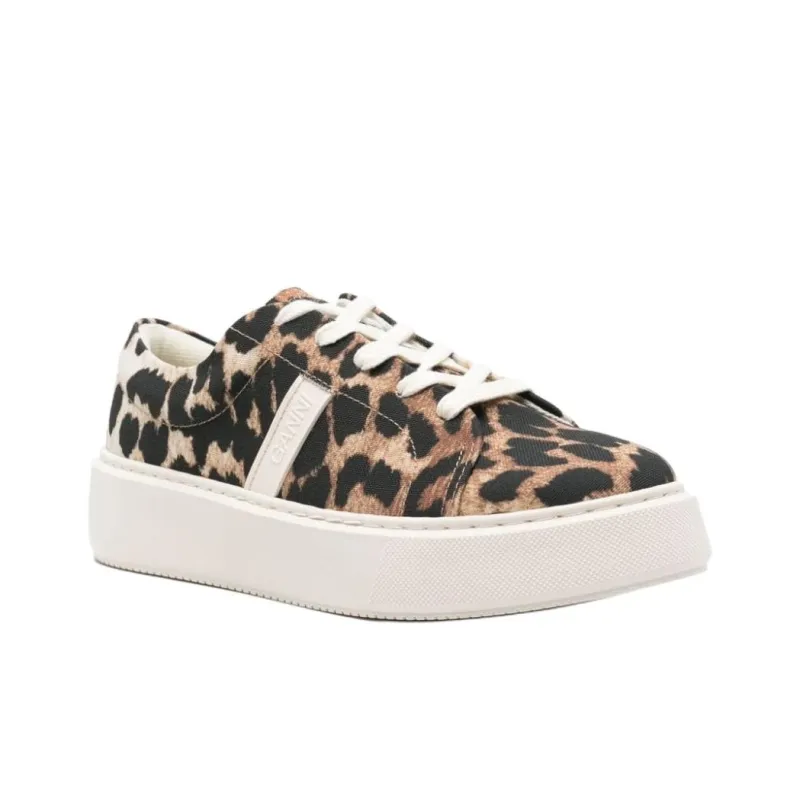 GANNI Leopard-print Flatform Sneakers-2