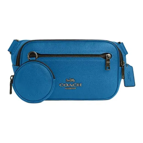 COACH Cow Leather Shoulder Bag, Crossbody Bag Men's Blue Jay Blue