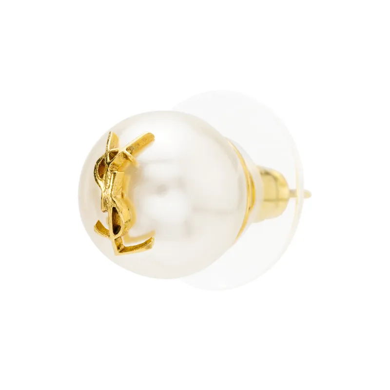 SAINT LAURENT Cassandre Detailed Round Earrings-2