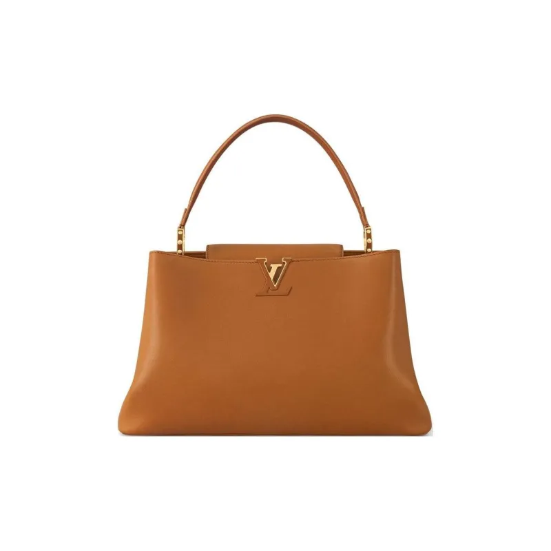 LOUIS VUITTON Capucines Leather Kapusin Crossbody Tote Bag Over One Shoulder Tubas Women's Brown-0