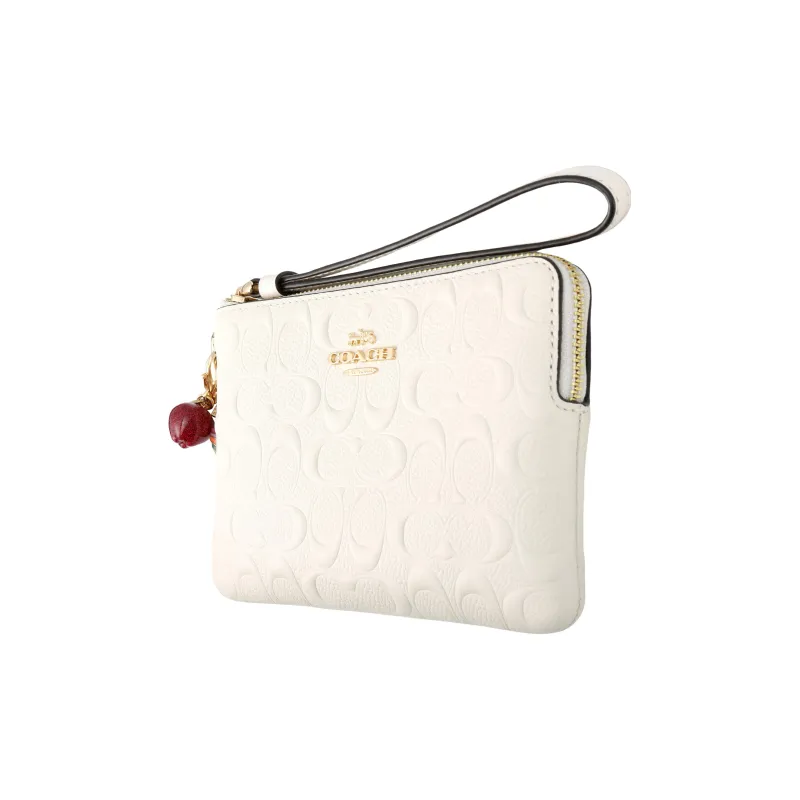 COACH Boxed Leather Wrist Bags Clutches Mini Women's Chalk White-2