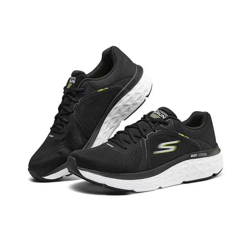 Skechers Cushioning Low Top Casual Running Shoes Men's Black Yellow-3