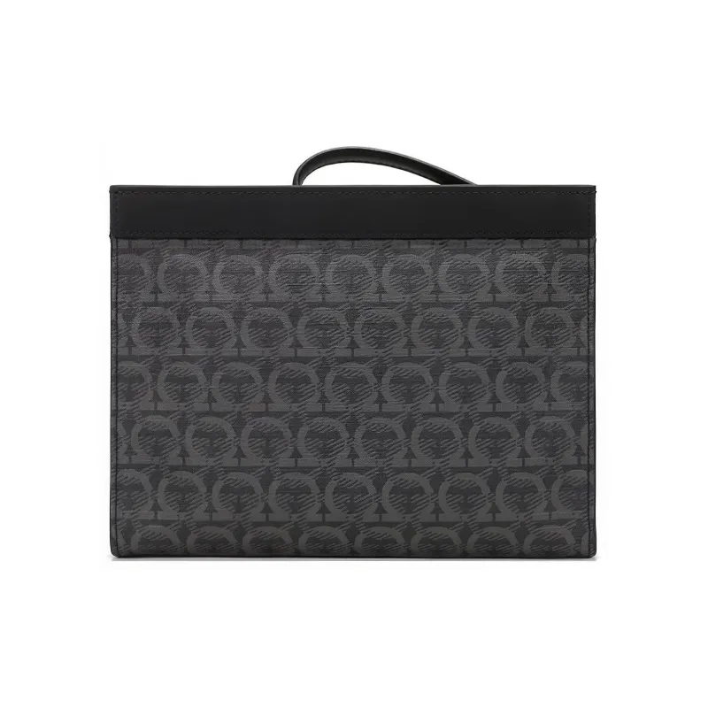 FERRAGAMO GANCINI With Cow Leather And Polyurethane Clutch Men's Black-3