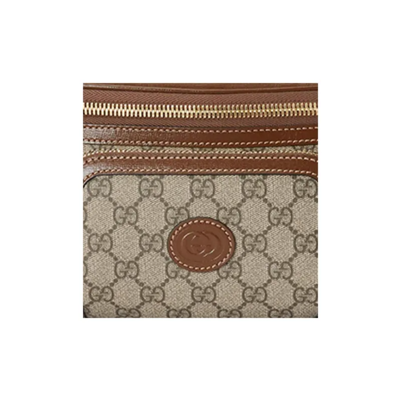 GUCCI Canvas Fanny Pack Large Size Men's Brown/Beige-8