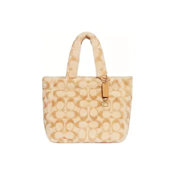 COACH Tote Shearling Tote Bag Shopping Bag Shoulder Bag Crossbody Bag Handbag Large Size Women's Light Yellow
