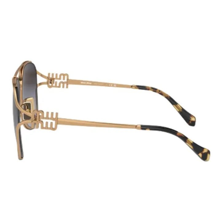 MIU MIU Metal Aviator Sunglasses Men's Gold-2