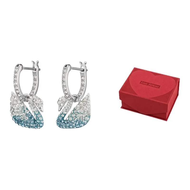 Swarovski Artificial Crystal Earrings Women's Blue-13