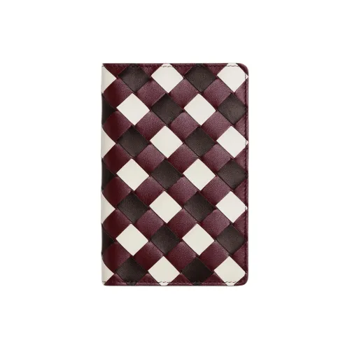 Bottega Veneta Calfskin Laptop Case Bag Accessory Small Size Men's Burgundy & Brown & White