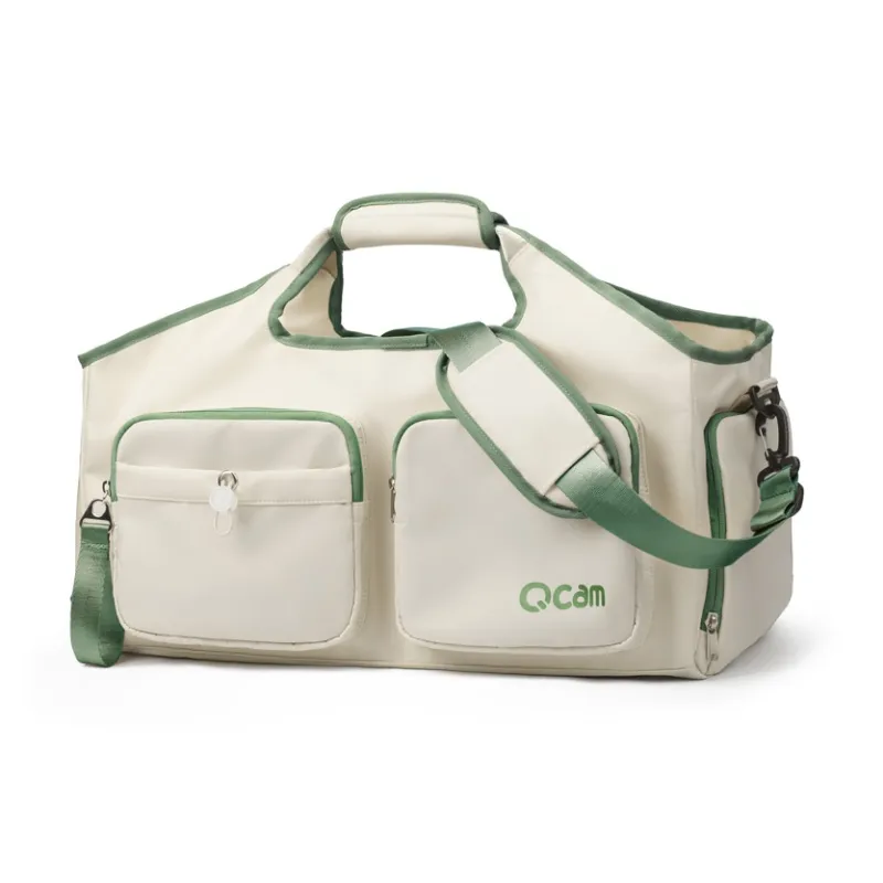 LOVERPUSS Nylon Gym Bag Medium Size Unisex Beige Beige Green-8