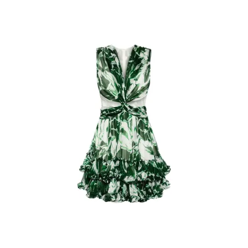 Costarellos Floral-print Pleated Minidress