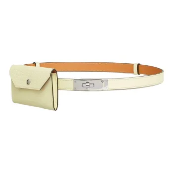 HERMES Kelly Pocket Epsom Calfskin Fanny Pack Women's Light Yellow