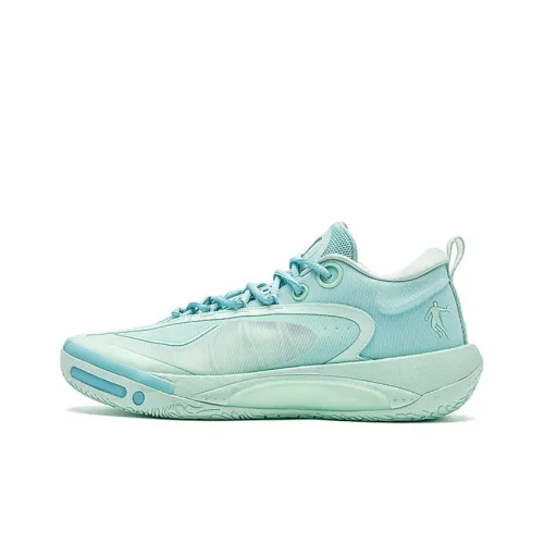 QIAODAN Wind Blade 4PRO Basketball Shoes Men Low-Top Enamel Green/Lake Blue