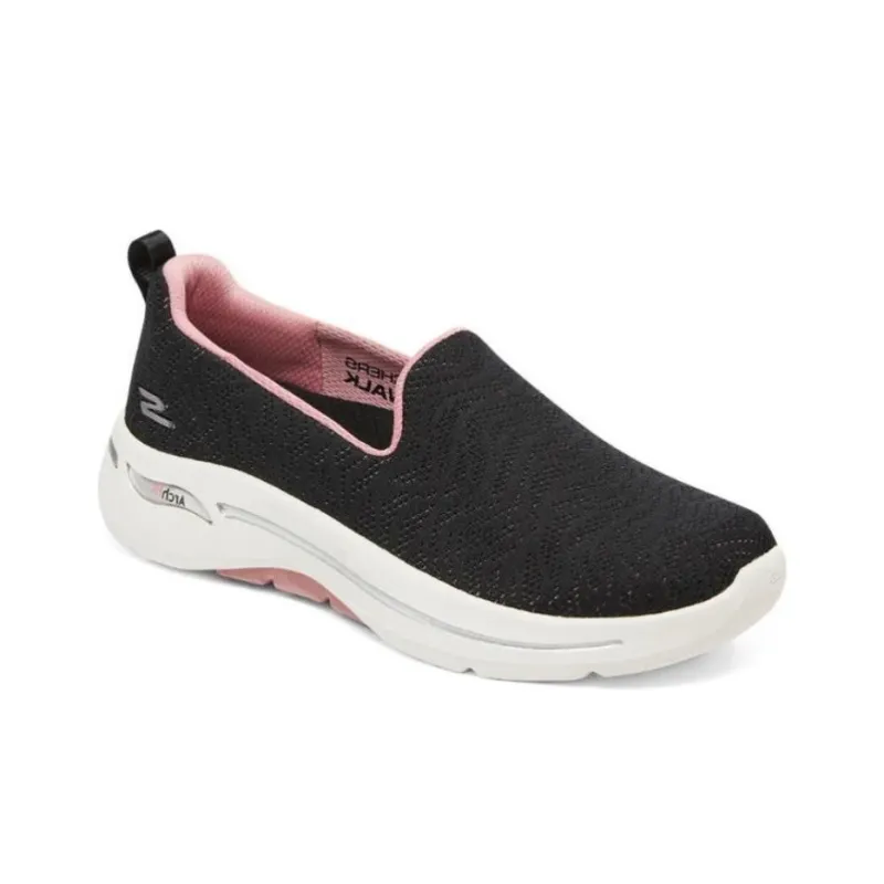Skechers Cushioning, Wear Resistant Low Top Casual Shoes Women's Black Pink-1