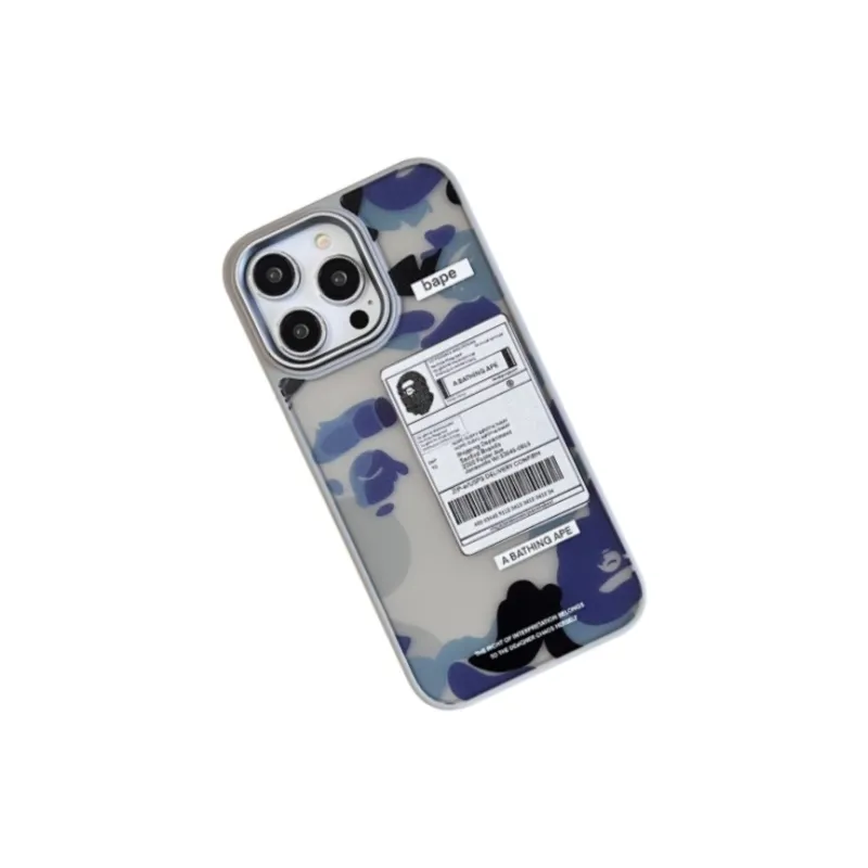 Koman ABS+PC Material Skin Tone Matte BAPE Label Phone Cases Suitable For Apple IPhone 12/13/14/15/Pro/Ma-2