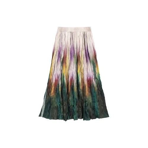 Ouyang Casual Long Skirts Women's Smudge And Ripple